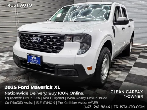 White 2025 Ford Maverick XL AWD SuperCrew Hybrid Pickup Truck for sale in Sykesville, MD