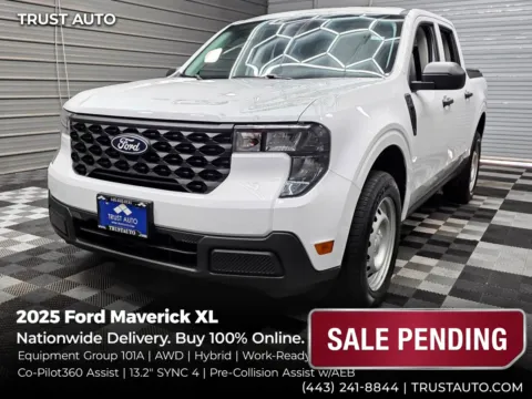 White 2025 Ford Maverick XL AWD SuperCrew Hybrid Pickup Truck for sale in Sykesville, MD
