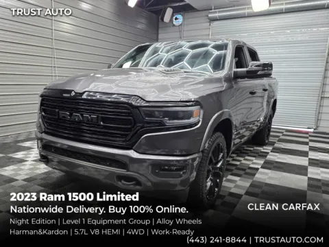 Gray 2023 Ram 1500 Limited 4WD Crew Cab Pickup Truck w/Night Edition for sale in Sykesville, MD