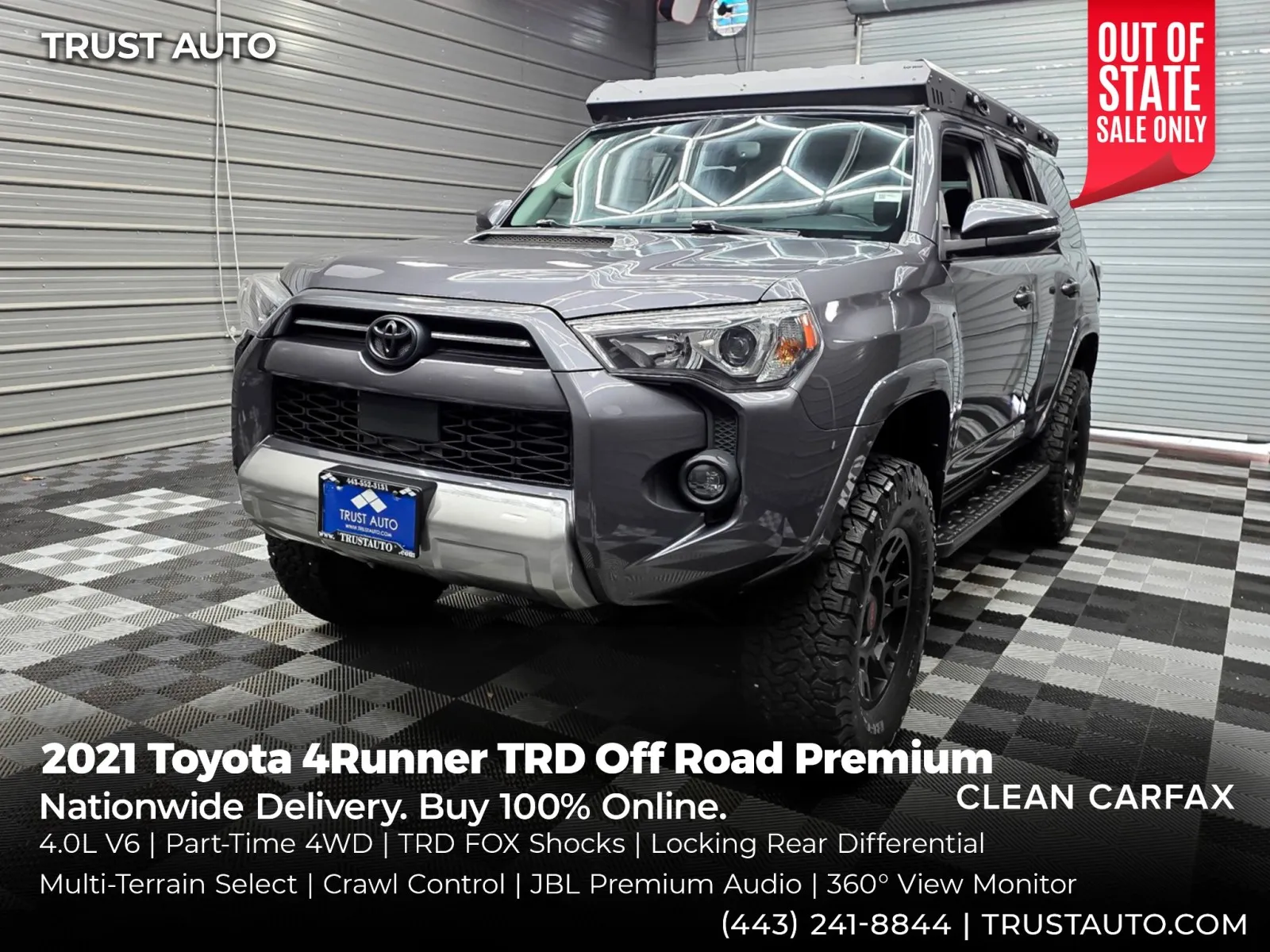 Gray 2021 Toyota 4Runner TRD Off Road Premium 4WD SUV for sale in Sykesville, MD