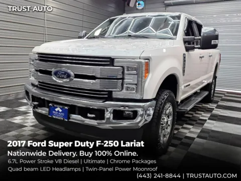 White 2017 Ford Super Duty F-250 Lariat 4WD Crew Cab 6.7L V8 Diesel Pickup Truck w/Ultimate Pkg for sale in Sykesville, MD