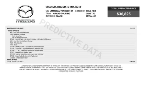 Another view of 2022 Mazda MX-5 Miata RF Grand Touring 6-Speed Manual Hard-Top Convertible Coupe for sale in Sykesville, MD at Trust Auto