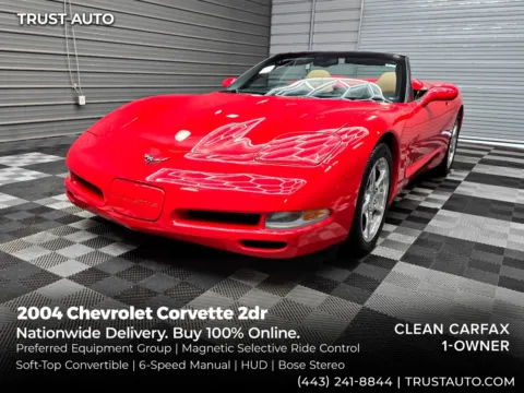 Red 2004 Chevrolet Corvette 2dr Convertible 6-Speed Manual Coupe w/Preferred Equipment Pkg for sale in Sykesville, MD