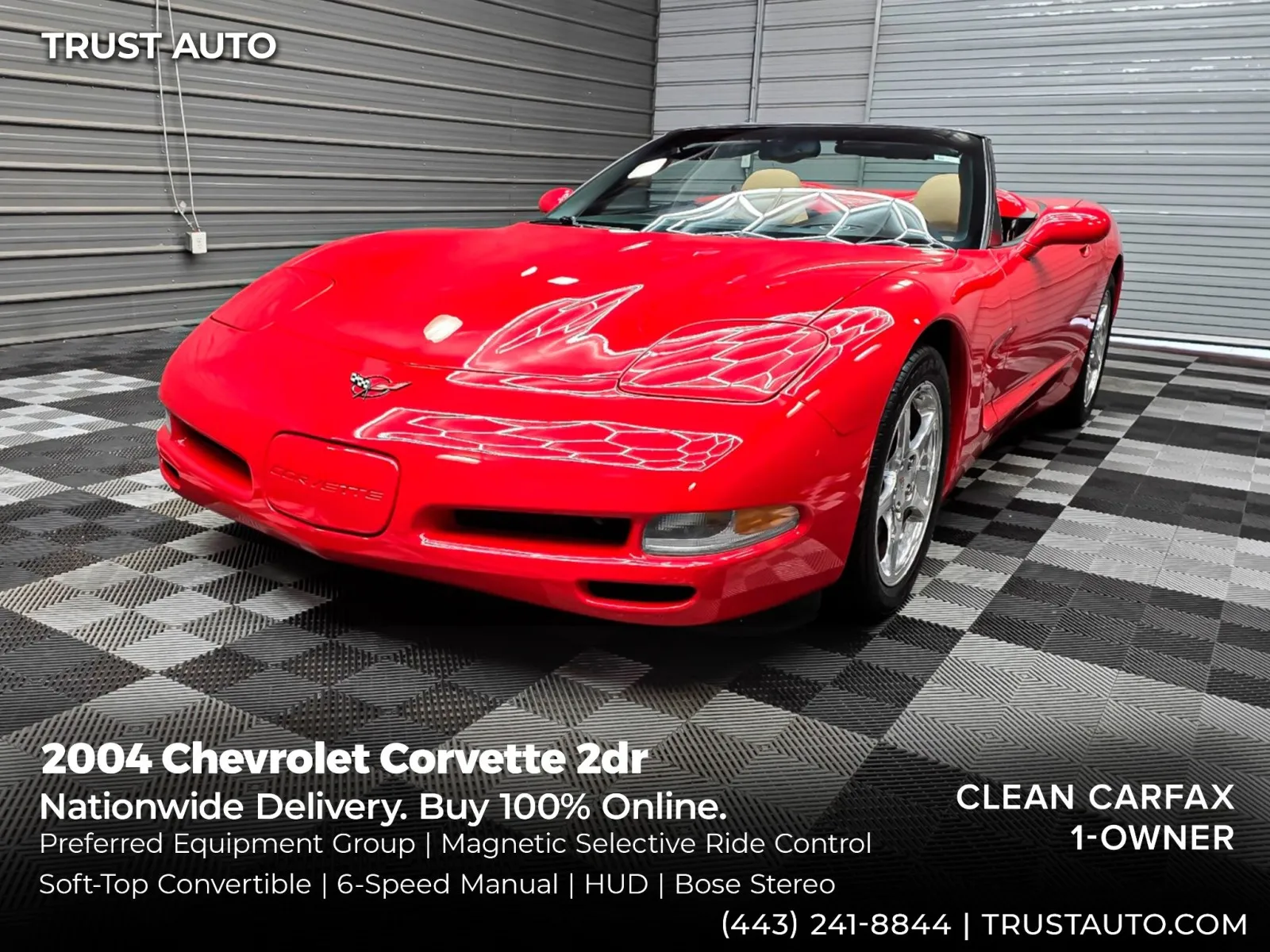 Red 2004 Chevrolet Corvette 2dr Convertible 6-Speed Manual Coupe w/Preferred Equipment Pkg for sale in Sykesville, MD