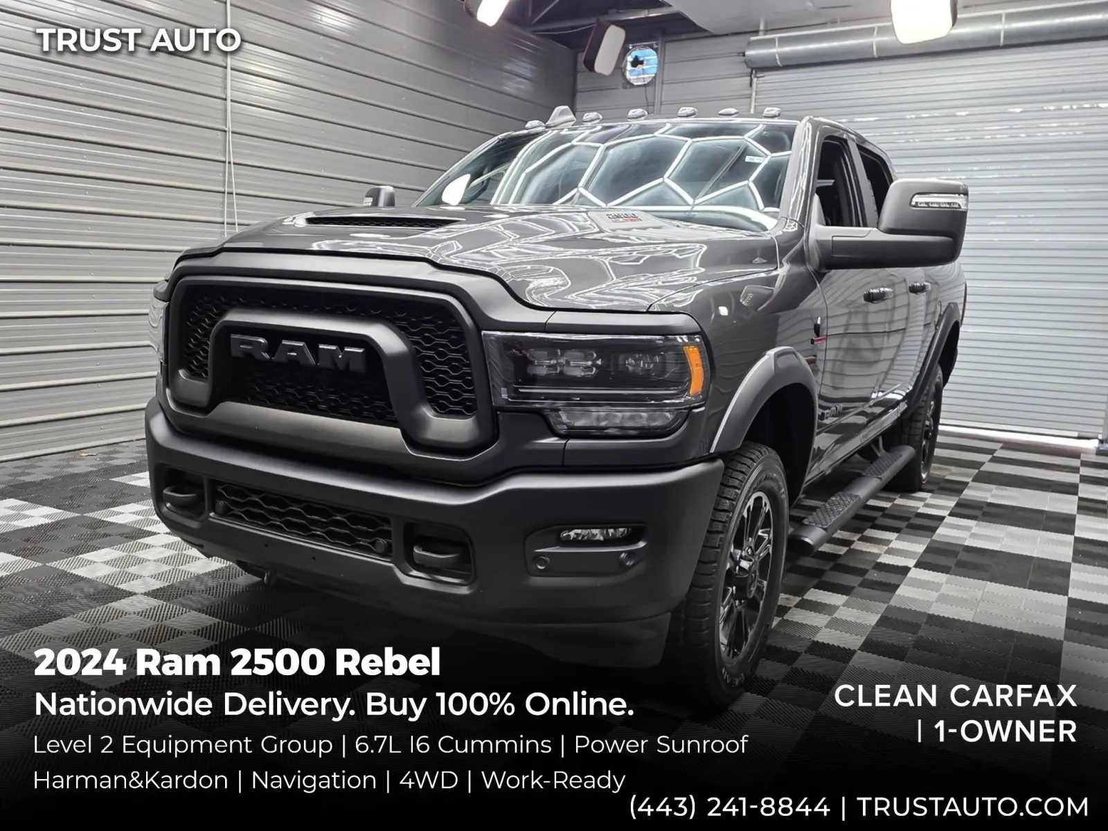 Gray 2024 Ram 2500 Rebel 4WD Crew Cab 6.7L Cummins Turbo Diesel Pickup Truck for sale in Sykesville, MD