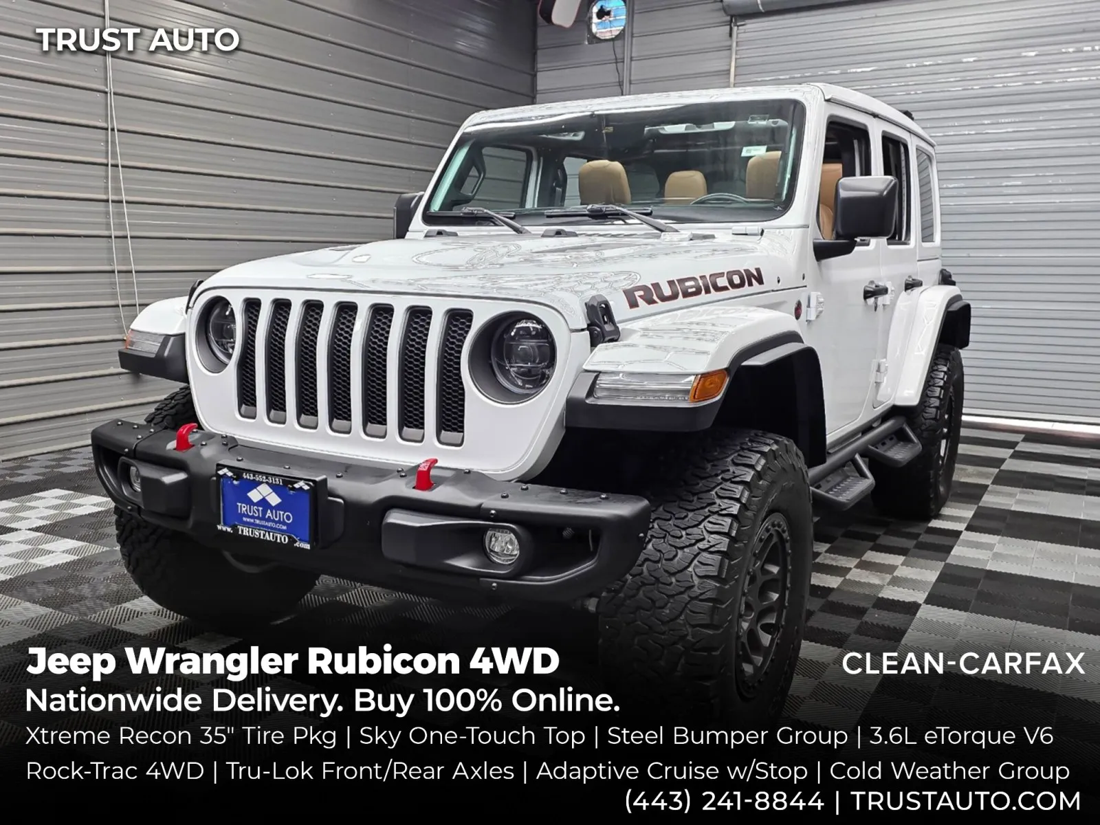 White 2023 Jeep Wrangler Rubicon 4WD SUV w/Xtreme Recon 35-Inch Tire Pkg for sale in Sykesville, MD