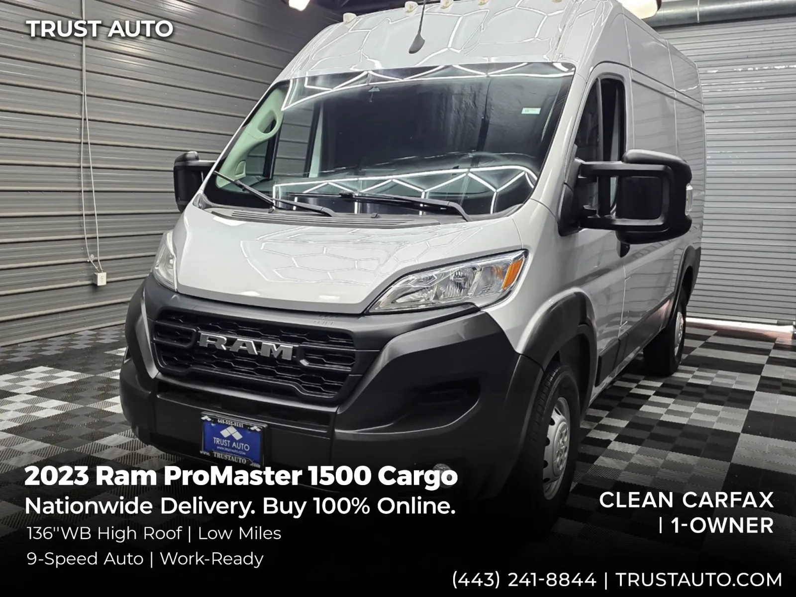 Silver 2023 Ram ProMaster 1500 Cargo 136''WB High Roof Minivan/Van for sale in Sykesville, MD