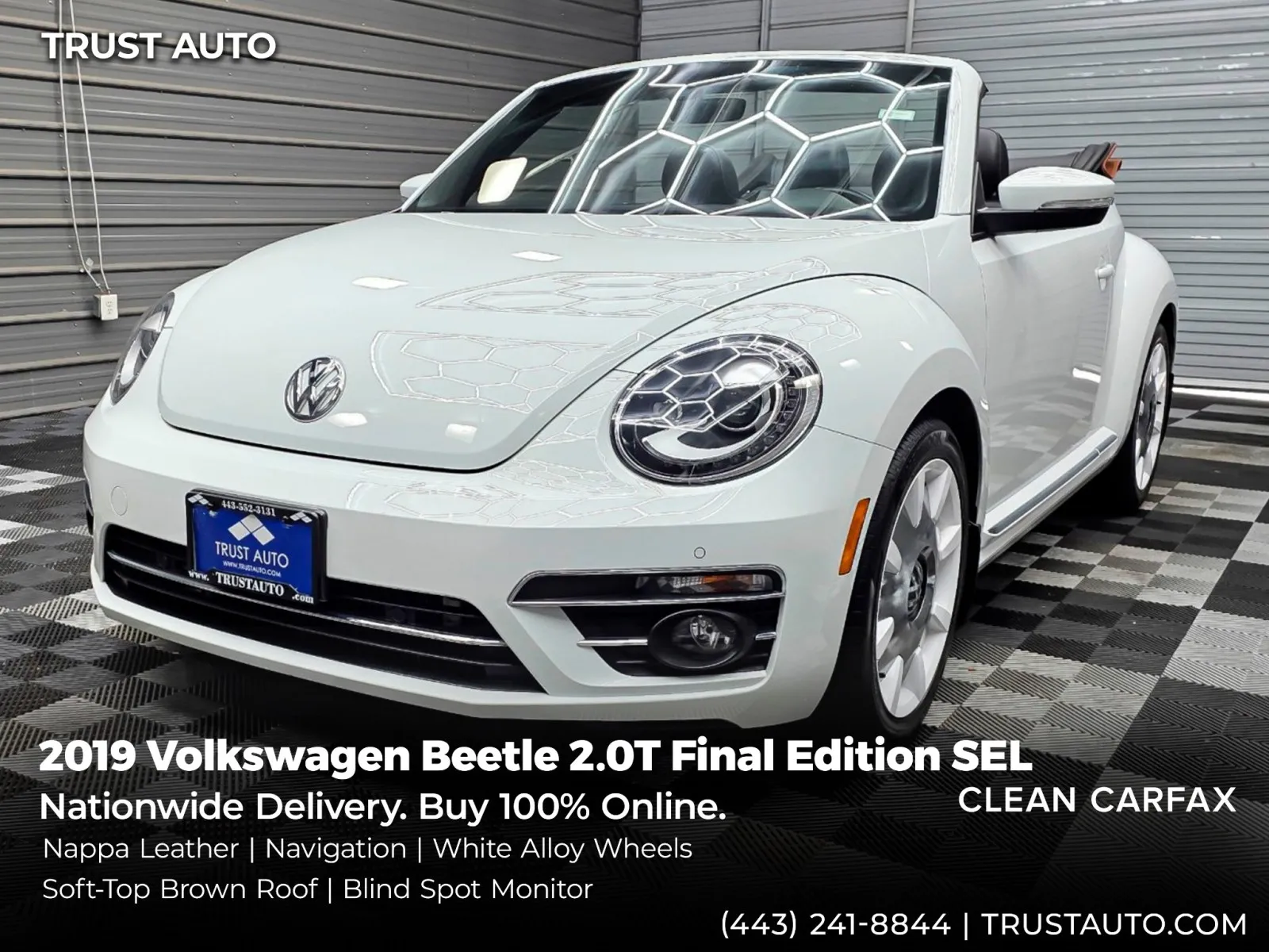 White 2019 Volkswagen Beetle 2.0T Final Edition SEL Soft-Top Convertible for sale in Sykesville, MD