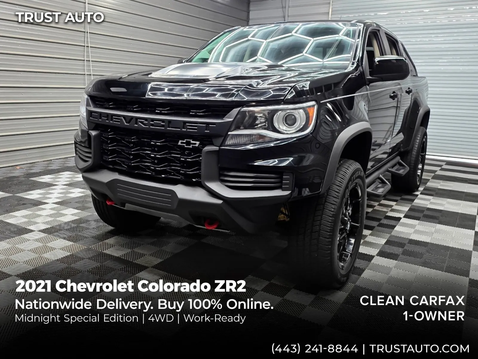 Black 2021 Chevrolet Colorado 4WD ZR2 4WD Crew Cab 3.6L V6 Pickup Truck w/Midnight Special Edition for sale in Sykesville, MD