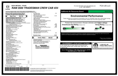 Another view of 2024 Ram 3500 Tradesman 4WD Crew Cab Cummins Turbo Diesel Pickup Truck w/Chrome Appearance Group for sale in Sykesville, MD at Trust Auto