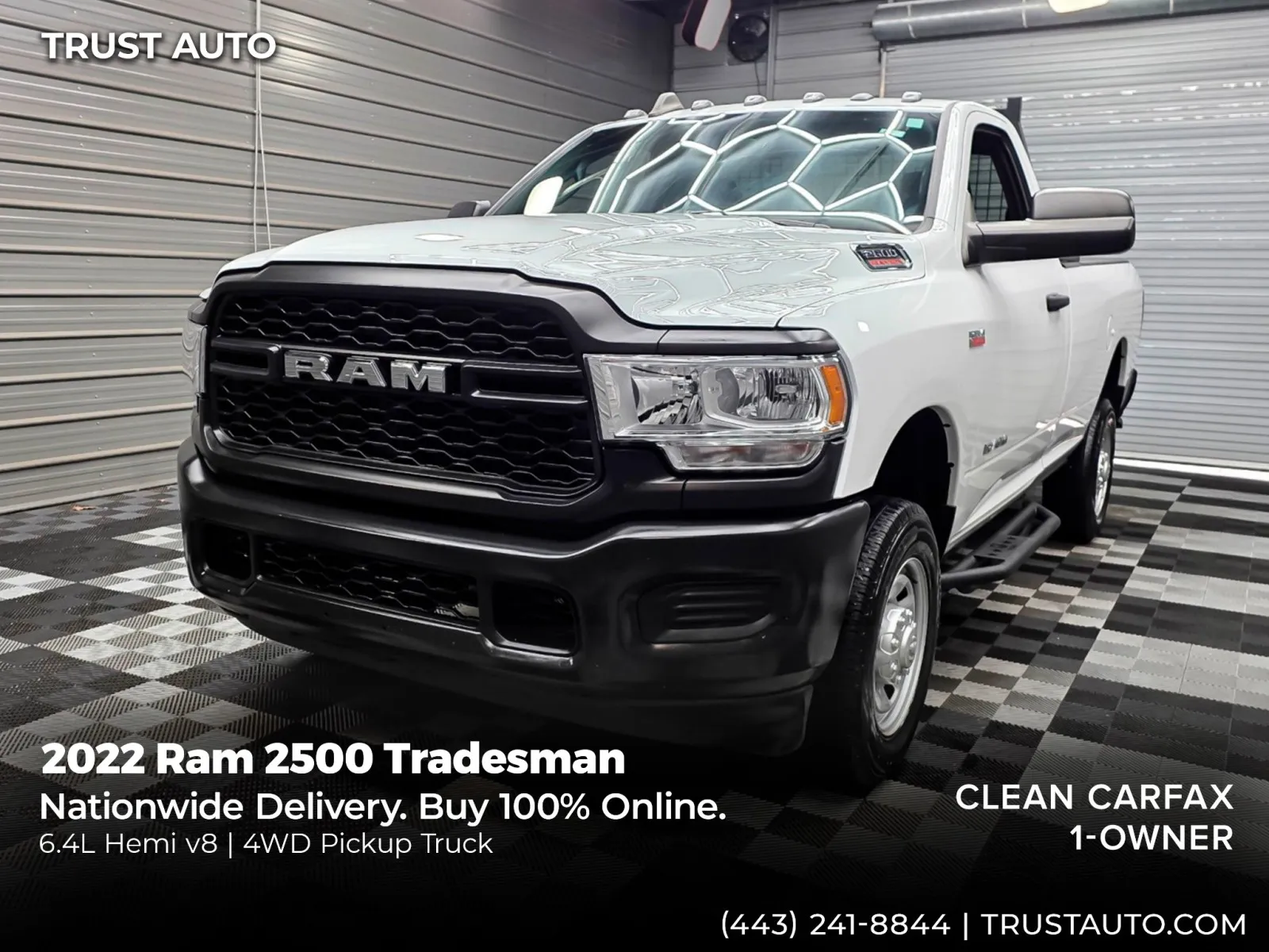 White 2022 Ram 2500 Tradesman 4WD Reg Cab 8FT Long Bed Pickup Truck for sale in Sykesville, MD