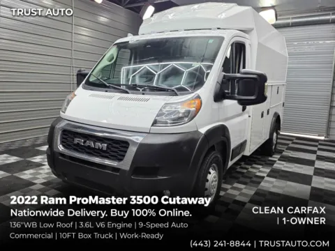 White 2022 Ram ProMaster 3500 Cutaway 136''WB 10FT Box Service/Utility/Commercial/KUV/Van for sale in Sykesville, MD
