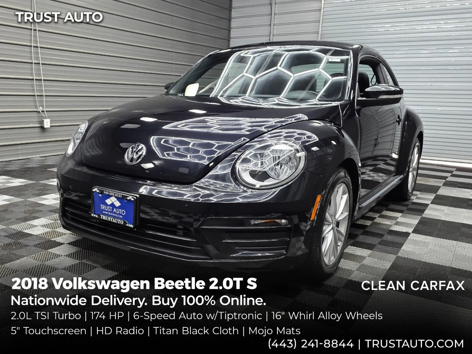 Black 2018 Volkswagen Beetle 2.0T S Hatchback for sale in Sykesville, MD