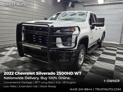 White 2022 Chevrolet Silverado 2500 HD WT Double Cab 8FT Long Bed Work Pickup Truck w/Convenience Pkg for sale in Sykesville, MD