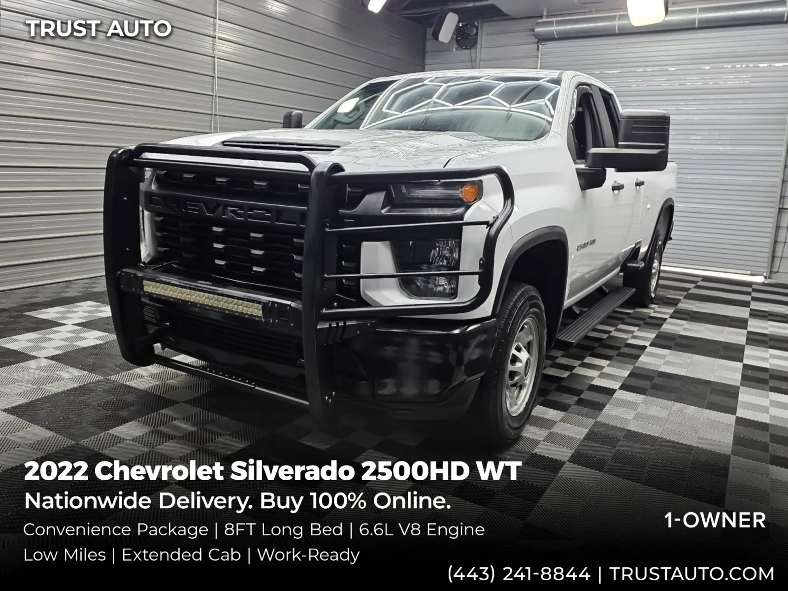 White 2022 Chevrolet Silverado 2500 HD WT Double Cab 8FT Long Bed Work Pickup Truck w/Convenience Pkg for sale in Sykesville, MD