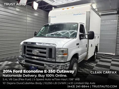 White 2014 Ford Econoline E-350 Cutaway Super Duty 138'' WB 10FT Dejana DuraCube Max Service Utility Body Commercial Box Van for sale in Sykesville, MD