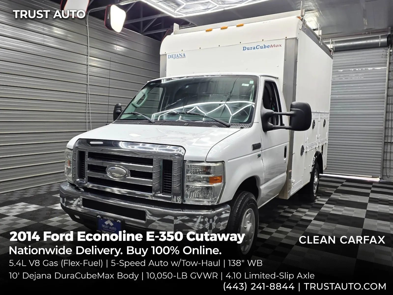 White 2014 Ford Econoline E-350 Cutaway Super Duty 138'' WB 10FT Dejana DuraCube Max Service Utility Body Commercial Box Van for sale in Sykesville, MD