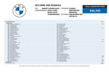 Another view of 2022 BMW 3 Series 330e Hybrid Sedan for sale in Sykesville, MD at Trust Auto