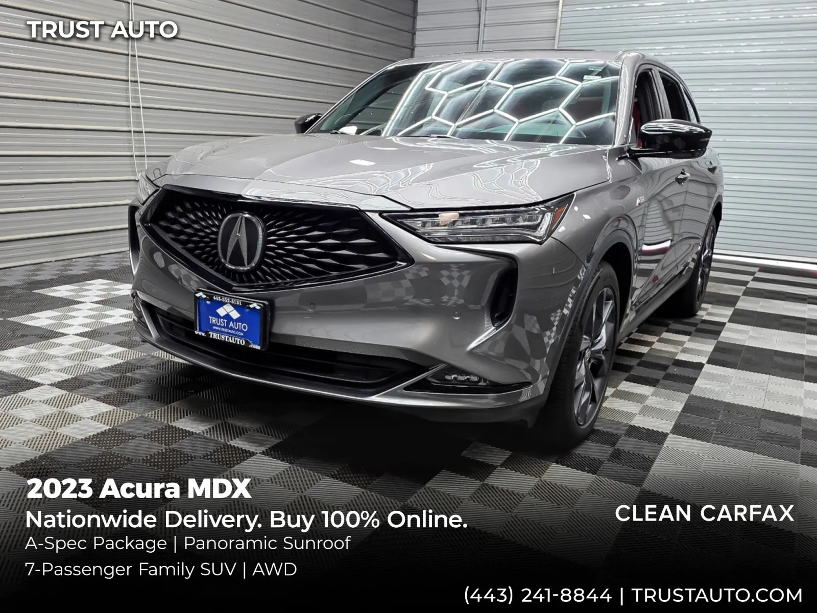 Gray 2023 Acura MDX AWD 7-Passenger SUV w/A-Spec Package for sale in Sykesville, MD