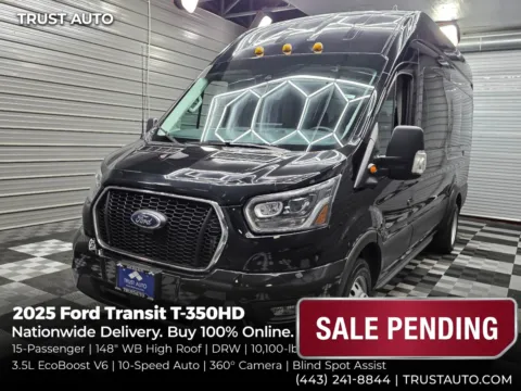 Black 2025 Ford Transit T-350HD 15-Passenger XLT 148''WB High Roof Extended Minivan/Van for sale in Sykesville, MD