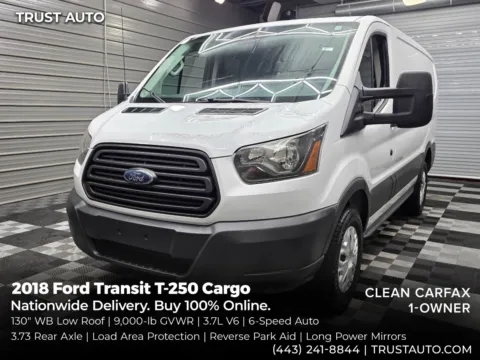 White 2018 Ford Transit T-250 Cargo 130''WB Low Roof Minivan/Van for sale in Sykesville, MD