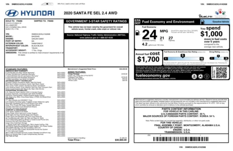 Another view of 2020 Hyundai Santa Fe SEL AWD SUV for sale in Sykesville, MD at Trust Auto
