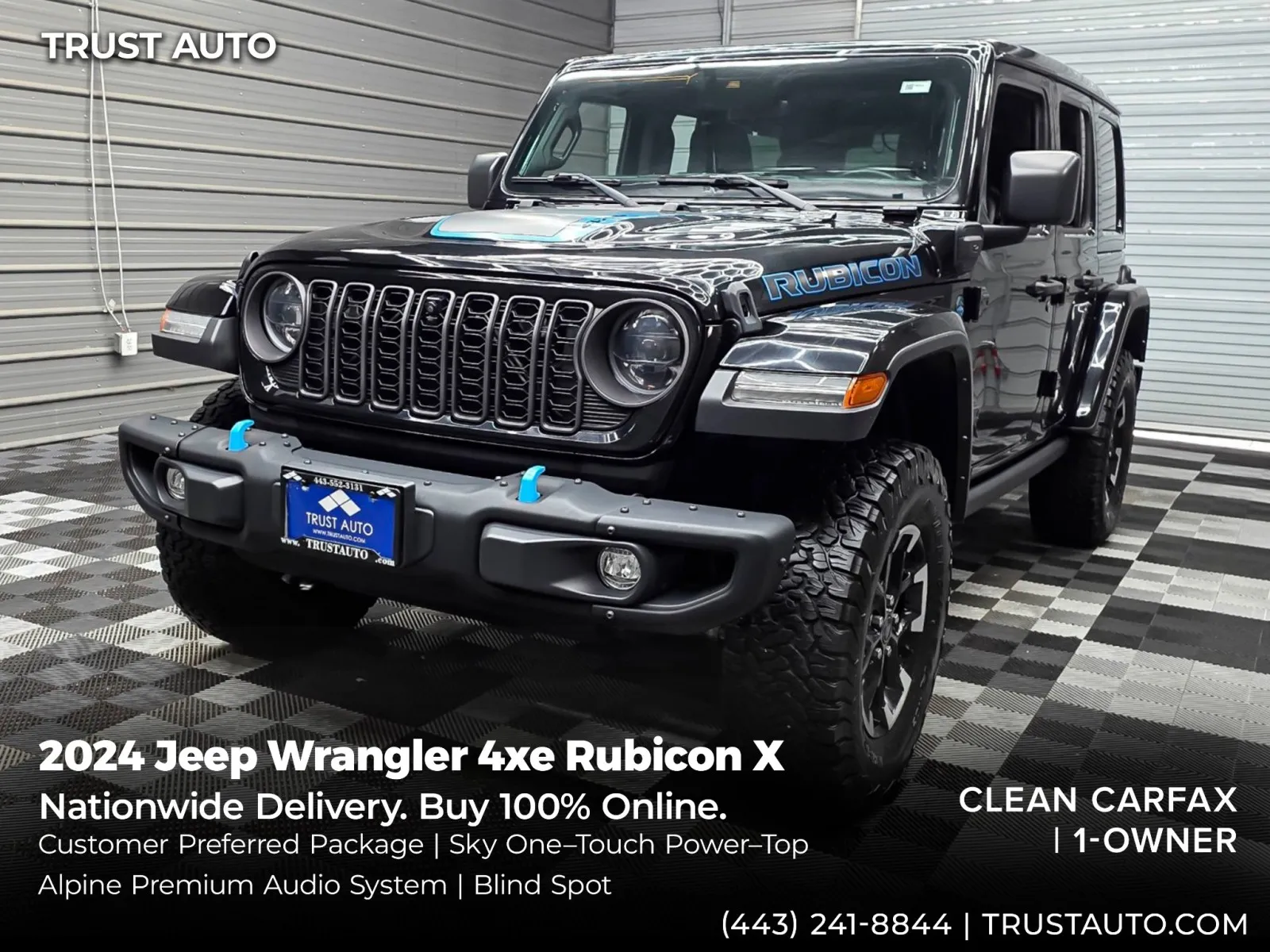 Black 2024 Jeep Wrangler 4xe Rubicon X 4WD Soft-Top Hybrid SUV for sale in Sykesville, MD