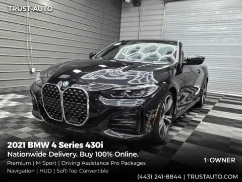 Black 2021 BMW 4 Series 430i Soft-Top Convertible w/M Sport/Premium Pkgs for sale in Sykesville, MD