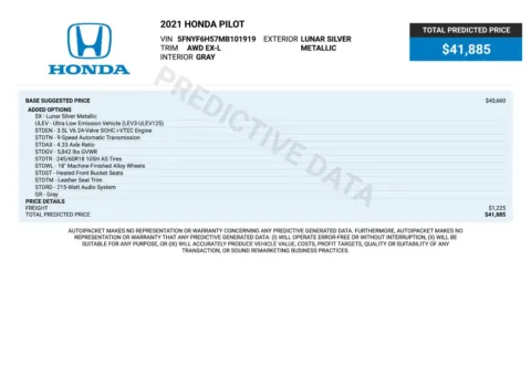 Another view of 2021 Honda Pilot EX-L AWD 7-Passenger SUV for sale in Sykesville, MD at Trust Auto