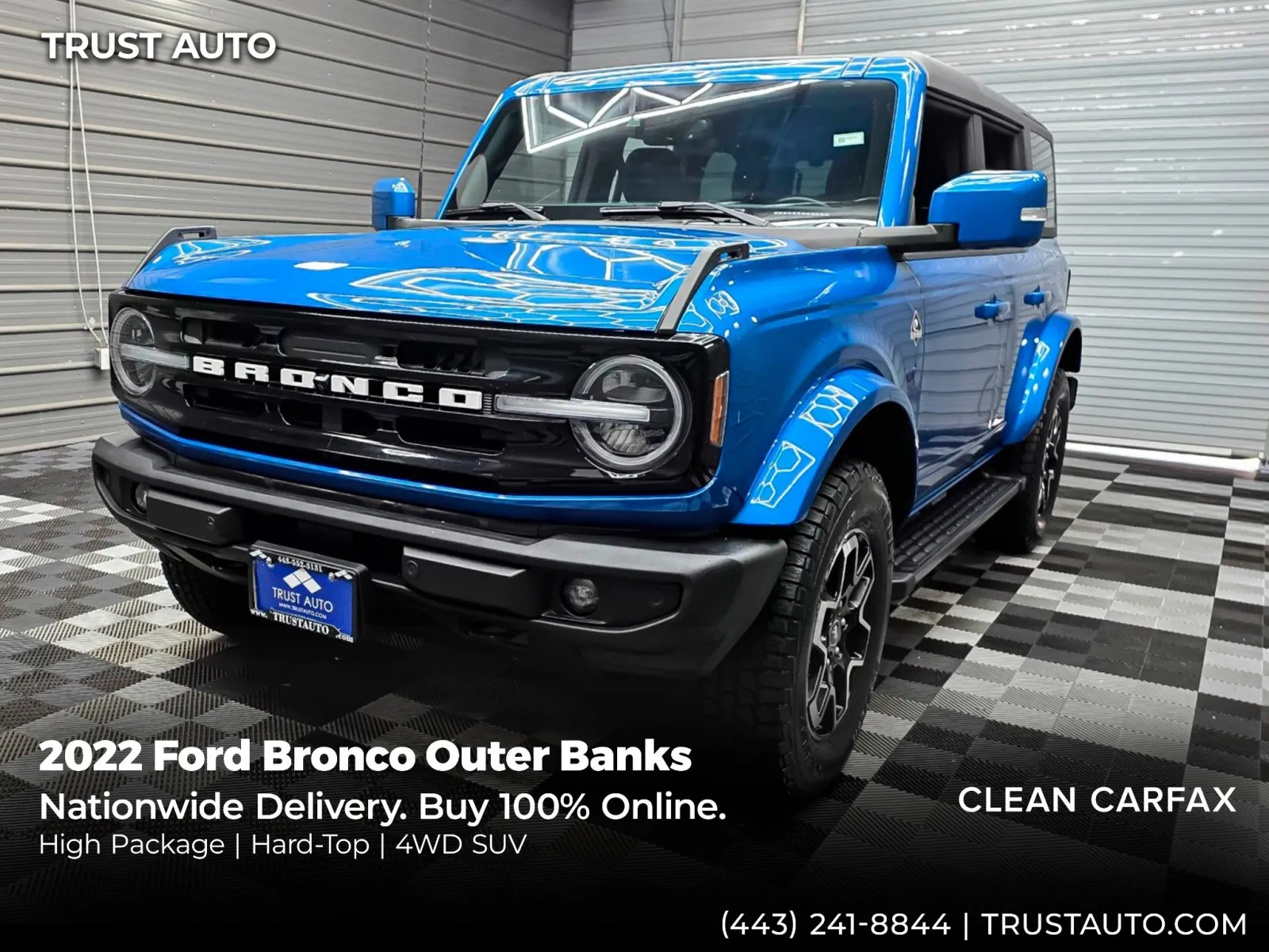 Blue 2022 Ford Bronco Outer Banks 4WD Hard-Top SUV for sale in Sykesville, MD