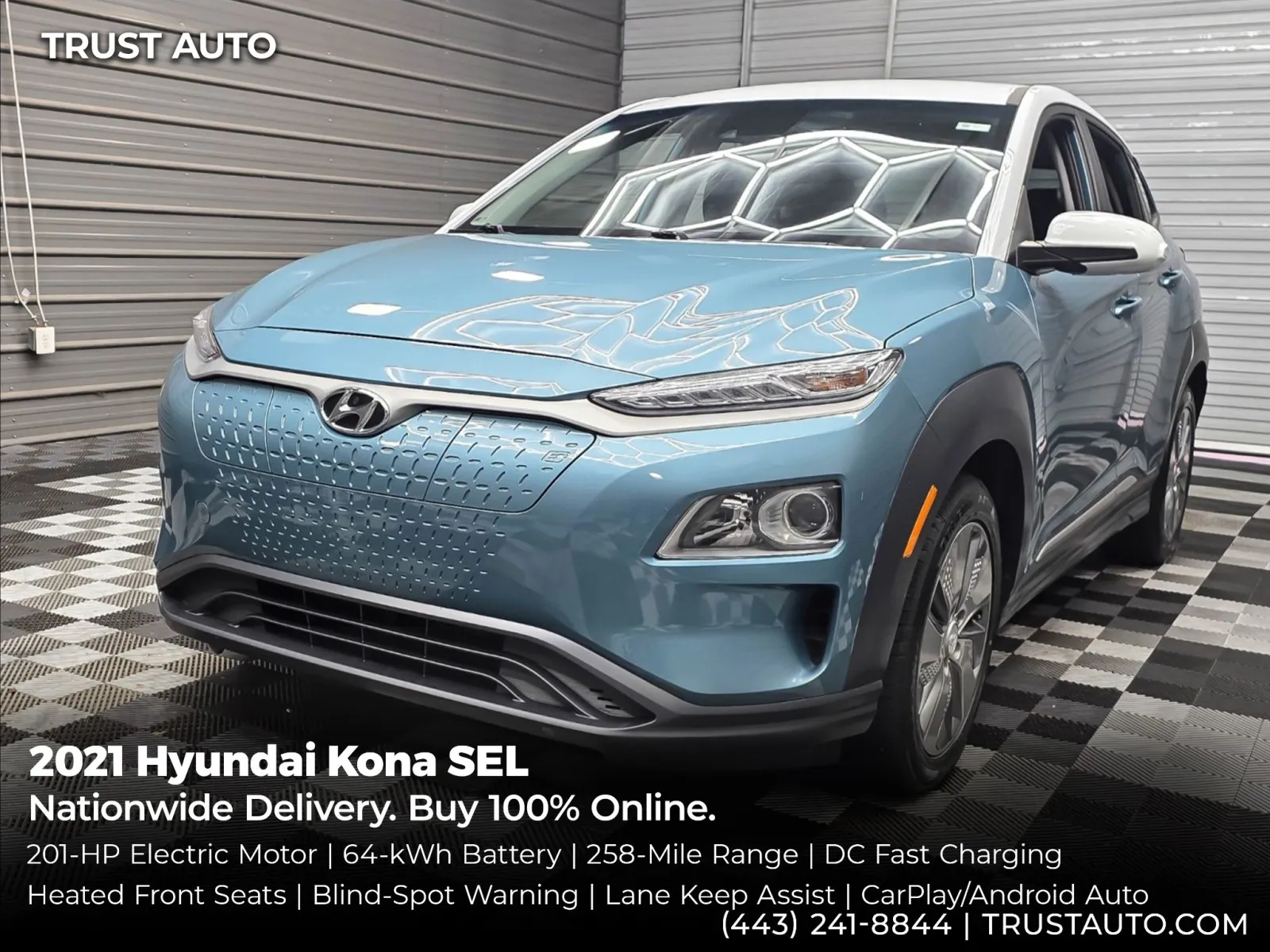 Blue 2021 Hyundai Kona SEL Electric SUV for sale in Sykesville, MD