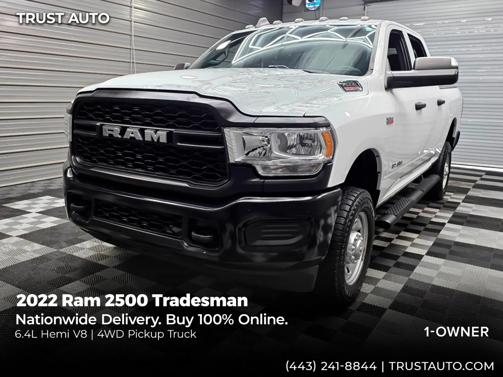 White 2022 Ram 2500 Tradesman 4WD Crew Cab 6-Pass Hemi Pickup Truck for sale in Sykesville, MD