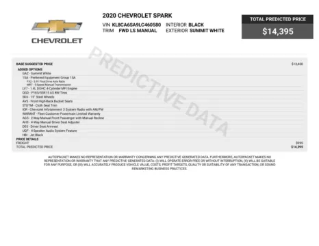 Another view of 2020 Chevrolet Spark LS 5-Speed Manual Hatchback for sale in Sykesville, MD at Trust Auto