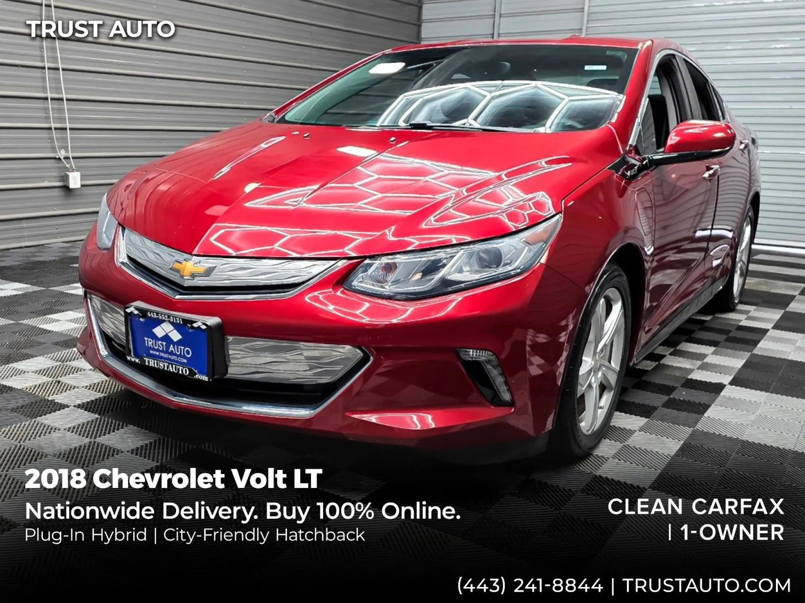Red 2018 Chevrolet Volt LT Hybrid Hatchback for sale in Sykesville, MD