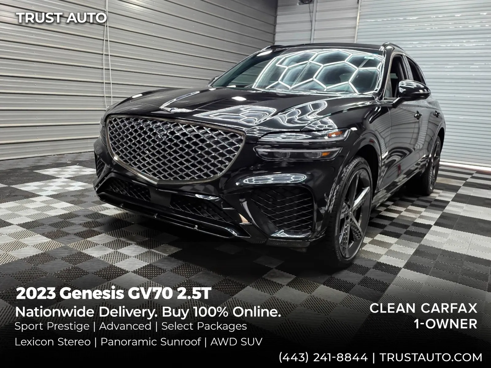 Black 2023 Genesis GV70 2.5T AWD Luxury SUV w/Sport Prestige/Advanced/Select Pkgs for sale in Sykesville, MD