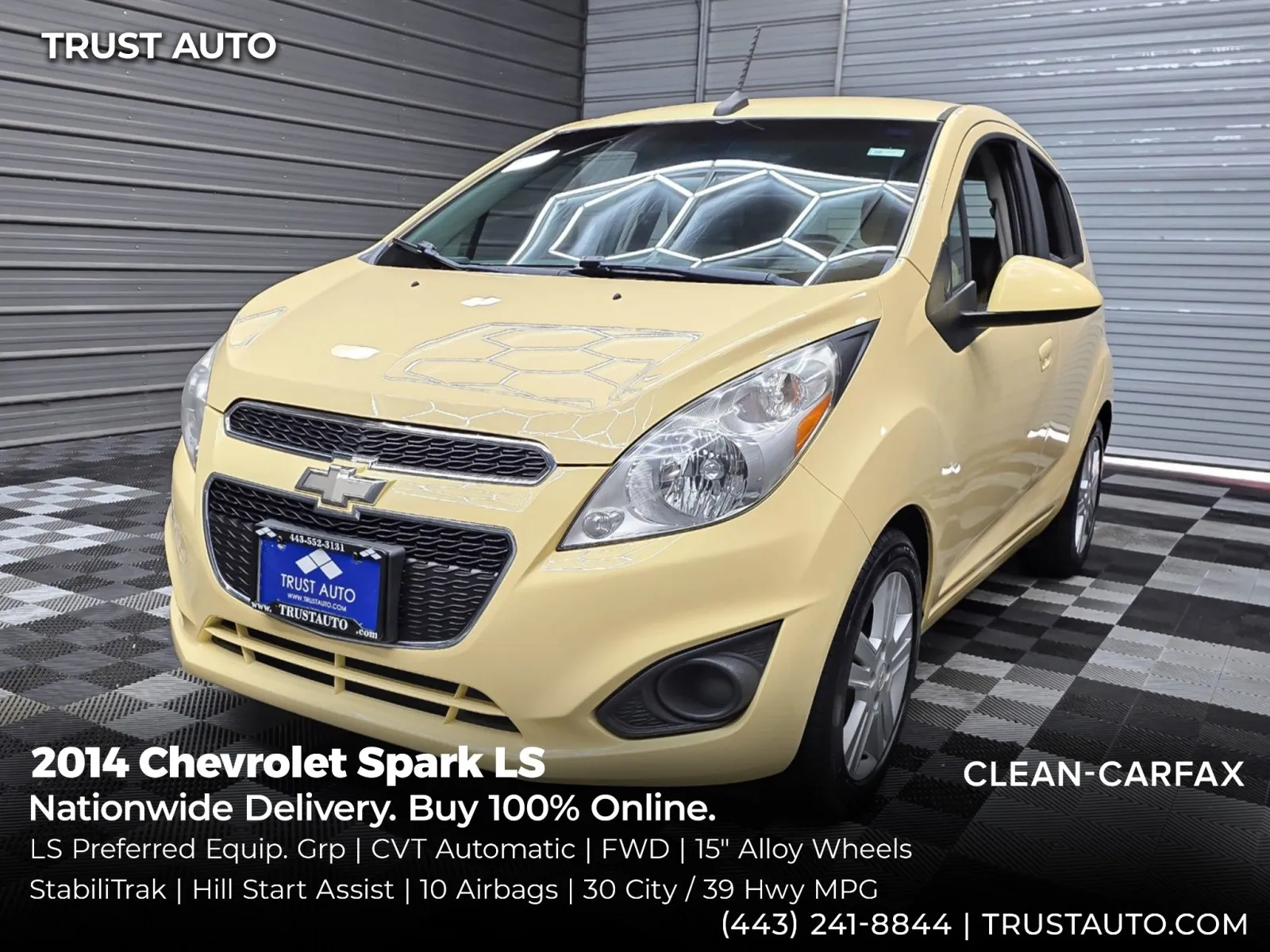 Yellow 2014 Chevrolet Spark LS Hatchback for sale in Sykesville, MD