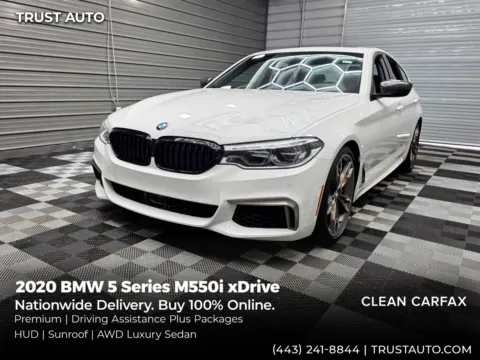 White 2020 BMW 5 Series M550i xDrive AWD Luxury Sedan w/Premium/Driving Assistance Plus Pkgs for sale in Sykesville, MD