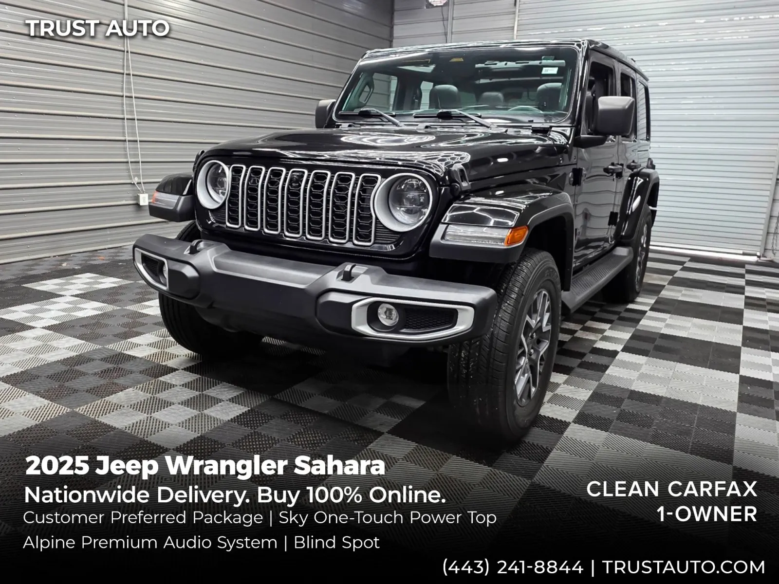Black 2025 Jeep Wrangler Sahara 4WD Soft Top SUV w/Popular Equipment Group for sale in Sykesville, MD