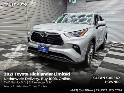 Silver 2021 Toyota Highlander Limited AWD 8-Passenger Luxury SUV for sale in Sykesville, MD