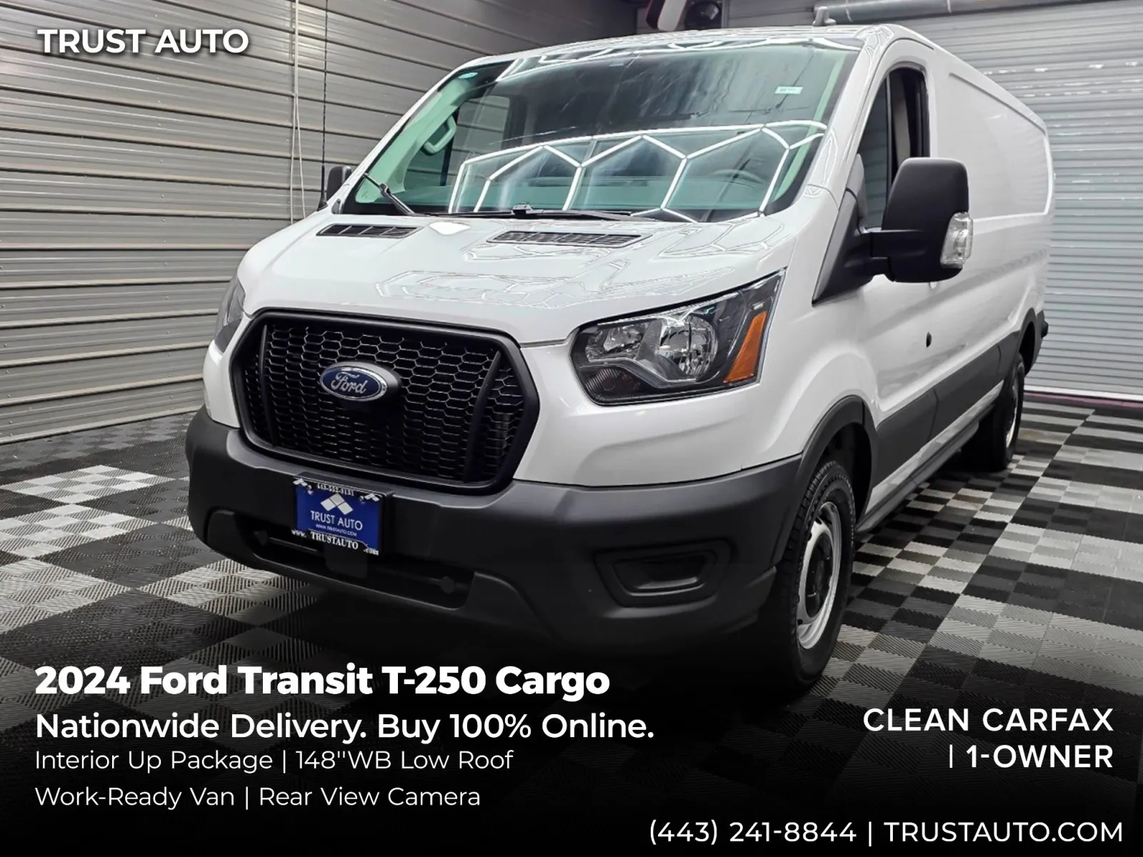 White 2024 Ford Transit T-250 Cargo 148''WB Low Roof Minivan/Van for sale in Sykesville, MD