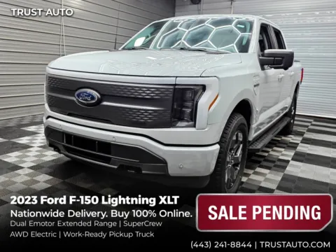 Gray 2023 Ford F-150 Lightning XLT AWD SuperCrew Dual Emotor Extended Range Electric Pickup Tru for sale in Sykesville, MD