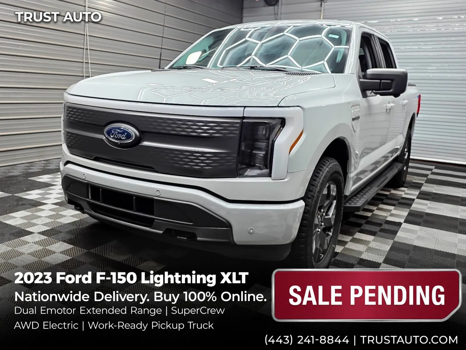 Gray 2023 Ford F-150 Lightning XLT AWD SuperCrew Dual Emotor Extended Range Electric Pickup Tru for sale in Sykesville, MD