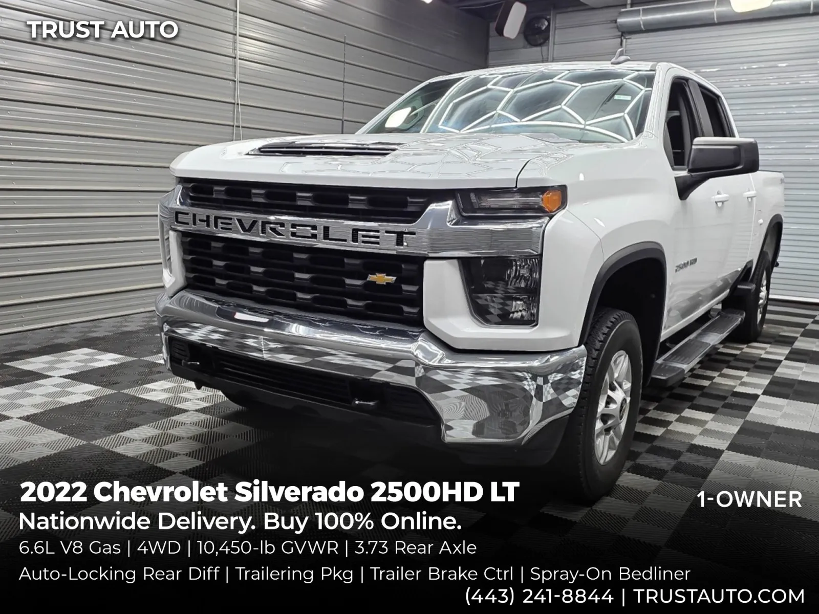 White 2022 Chevrolet Silverado 2500 HD LT 4WD Crew Cab Pickup Truck for sale in Sykesville, MD