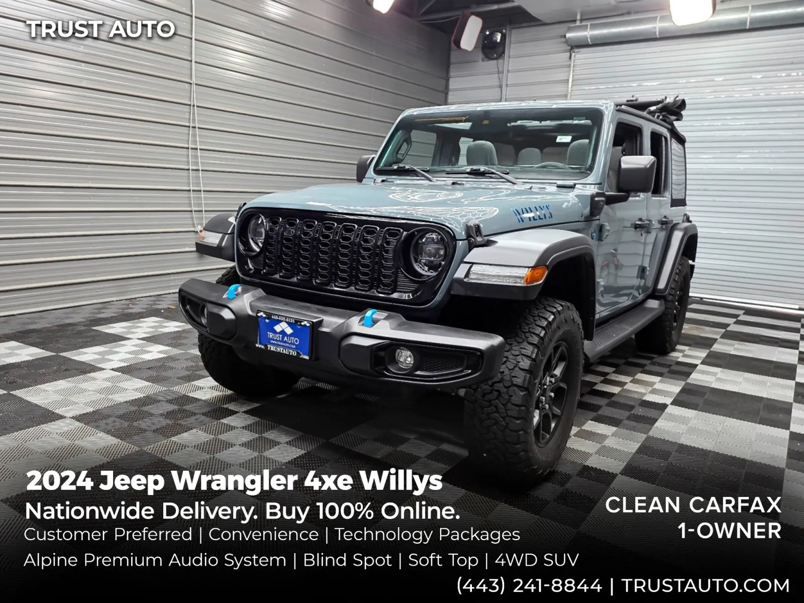Gray 2024 Jeep Wrangler 4xe Willys 4WD Plug-in-Hybrid SUV w/Convenience/Technology Pkgs for sale in Sykesville, MD