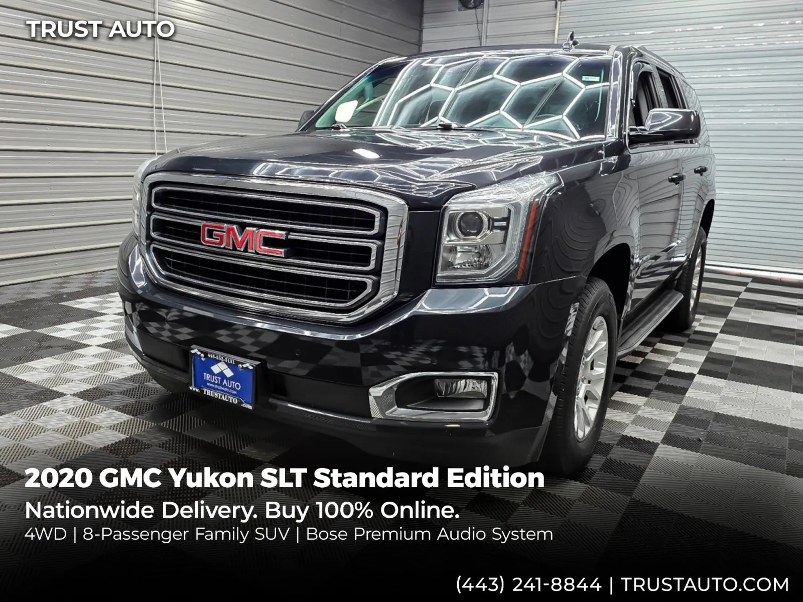 Black 2020 GMC Yukon SLT Standard Edition 4WD 8-Passenger SUV for sale in Sykesville, MD