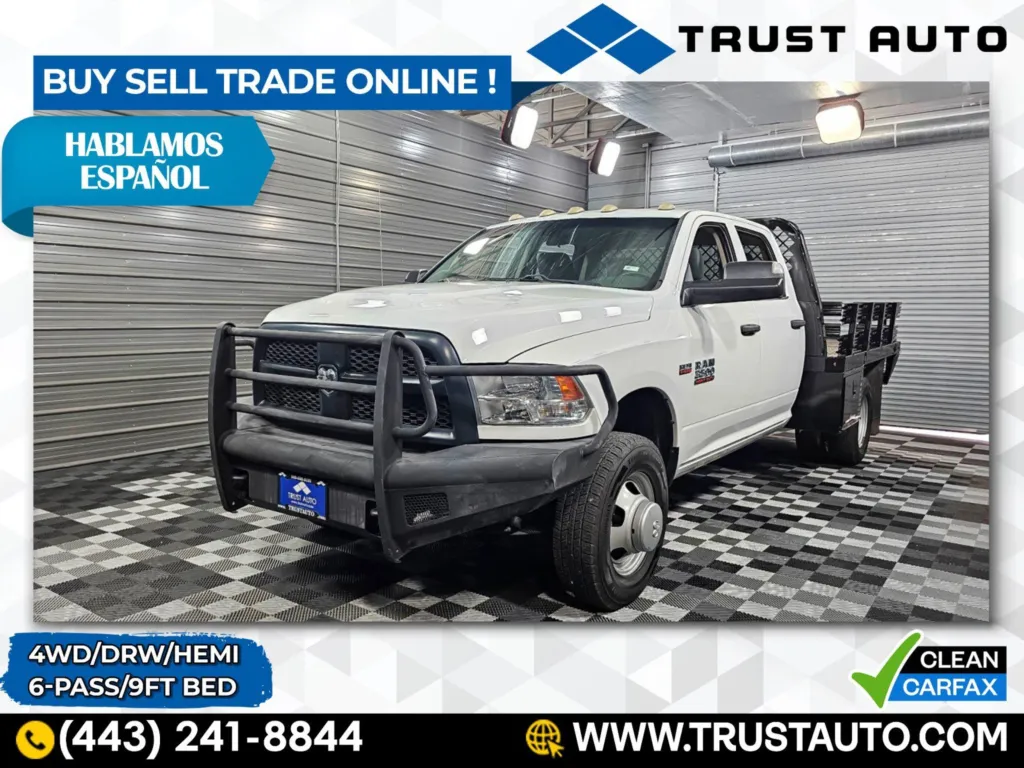 2016 Ram 3500 Flatbed Tradesman 4WD DRW Crew Cab Dually 9FT Bed Hemi Pickup Truck for sale in Sykesville, MD