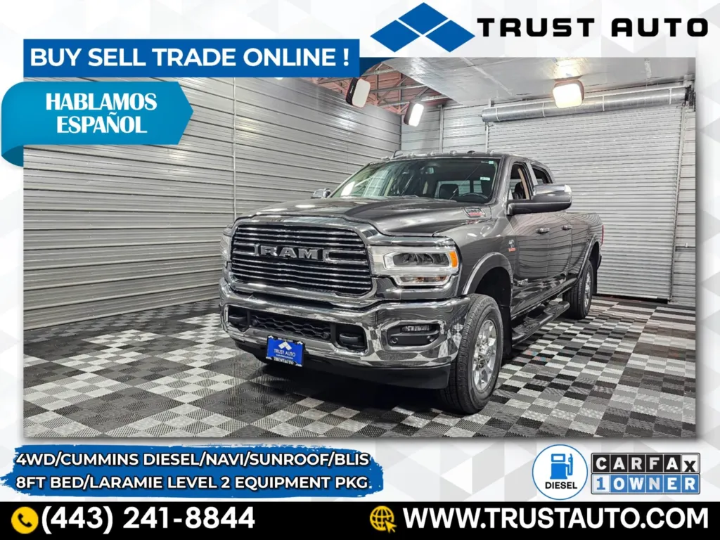 2019 Ram 3500 Laramie 4WD Crew Cab 8FT Bed Cummins Diesel Pickup Truck w/Level 2 Equipment Pkg for sale in Sykesville, MD