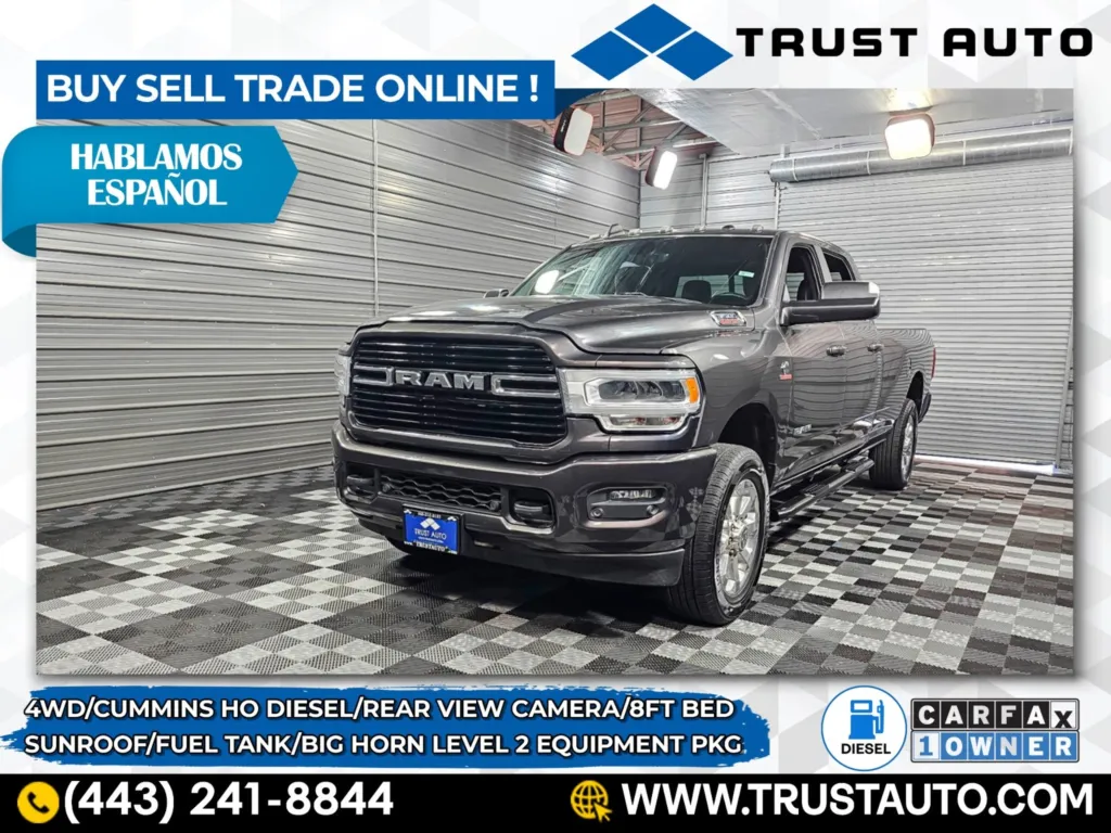 2019 Ram 3500 Big Horn 4WD Crew Cab 8FT Bed Cummins HO Diesel Pickup Truck w/Level 2 Equipment Pkg for sale in Sykesville, MD
