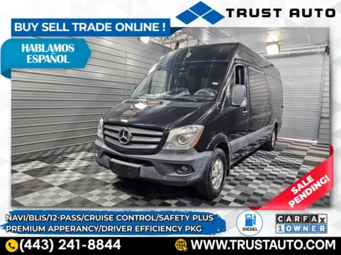 Black 2018 Mercedes-Benz Sprinter 2500 12-Passenger 170 WB High Roof Diesel Minivan/Van w/Safety Plus Pkg for sale in Sykesville, MD