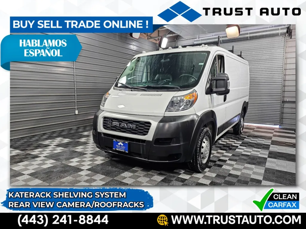 2019 Ram ProMaster Cargo 136''WB Low Roof Minivan/Van w/Katerack Shelving System for sale in Sykesville, MD